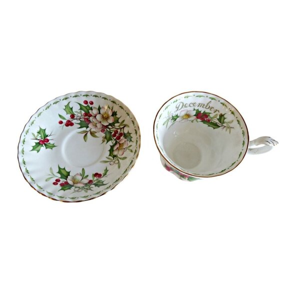 Royal Albert Tea Cup & Saucer December Flower of the Month Teacup Birthday - Picture 5 of 5